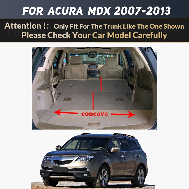 Lutehil For Acura MDX 7-Seat 2007-2013 12 11 10 09 Car Trunk Mats Carpet Cargo Liner Car Backrest Pad Interior Accessories