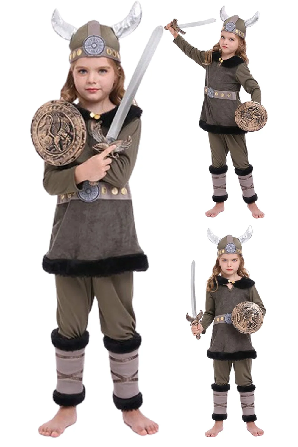 Pirate Viking Cosplay Kids Girls Boys Costume Stage Party Performance Dance Outfits Children Child Outfits Halloween Party Suit