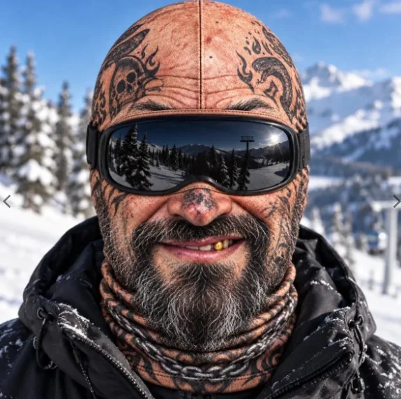 Mustache Old Man 3D Balaclava, Full Coverage Breathable Face Mask, Elastic Winter Headwear for Men Skiing Cycling Halloween Cos