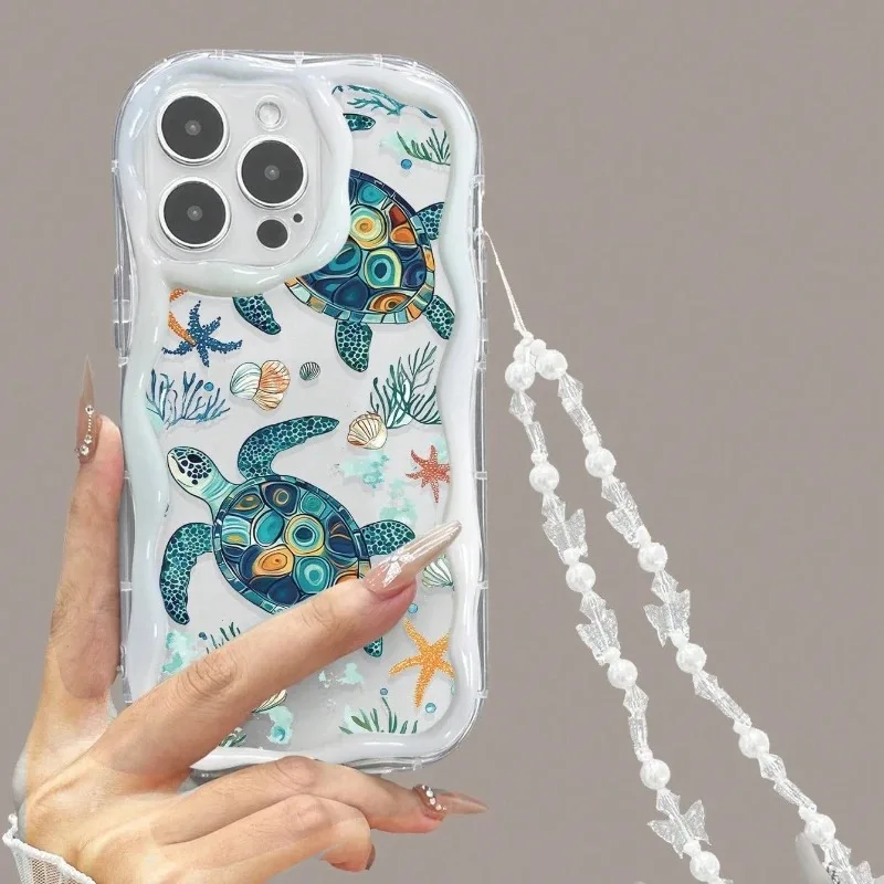 Küstenschildkröten-Handyhülle für iPhone 17 15 13 11 12 14 16 17 Pro Max Plus 17 Hüllen mit Lanyard, stoßfeste Silikonhülle – Detail 4