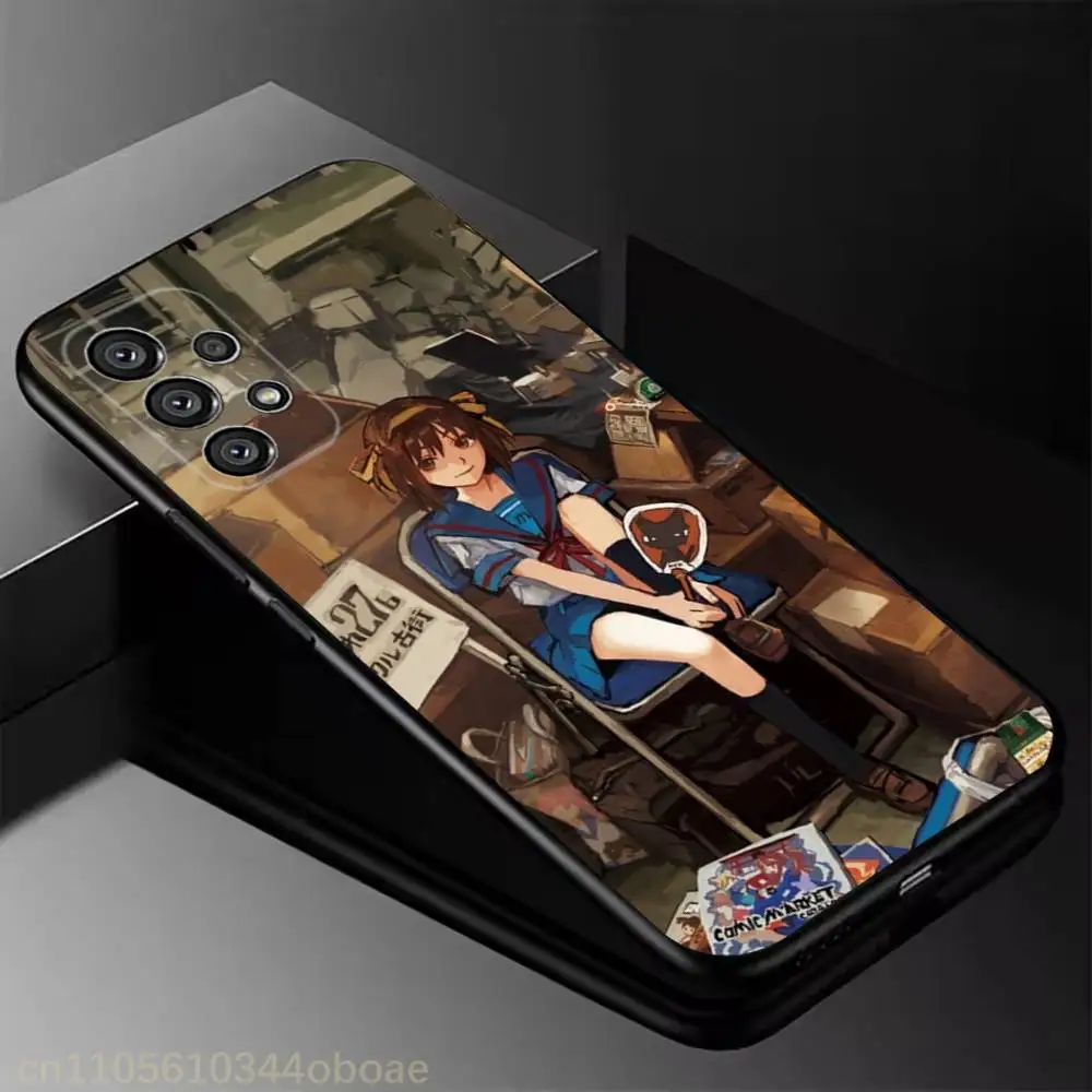 Anime H-Haruhi Suzumiya Phone Case For Samsung Galaxy A13,21s,22,31,32,52,53,71,80,A91 Soft Black Cover