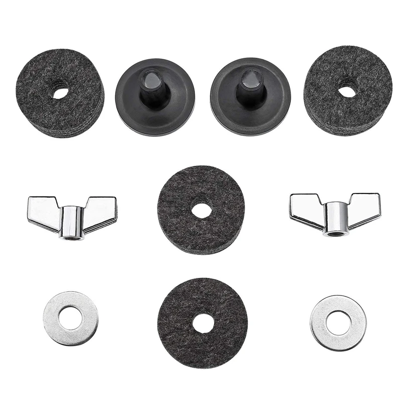 18 Pieces Cymbal Replacement Accessories Cymbal Felts Hi-Hat Clutch Felt Hi Hat Cup Felt Cymbal Sleeves With Base Wing Nuts And