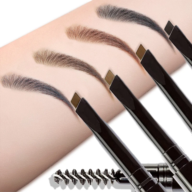 Double Head Eyebrow Pencil Natural Smooth Blade Shape  Eye Brow Tint Pen Waterproof Long Lasting Eyes Black Brown Rotary Makeup