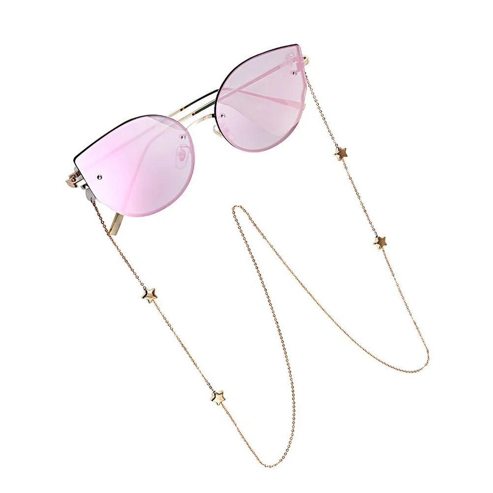 

Golden Pentagram Eyeglass Chain Alloy Rope Holder for Spectacles Uv Protection Neck Cord Stylish Universal Fit Lightweight