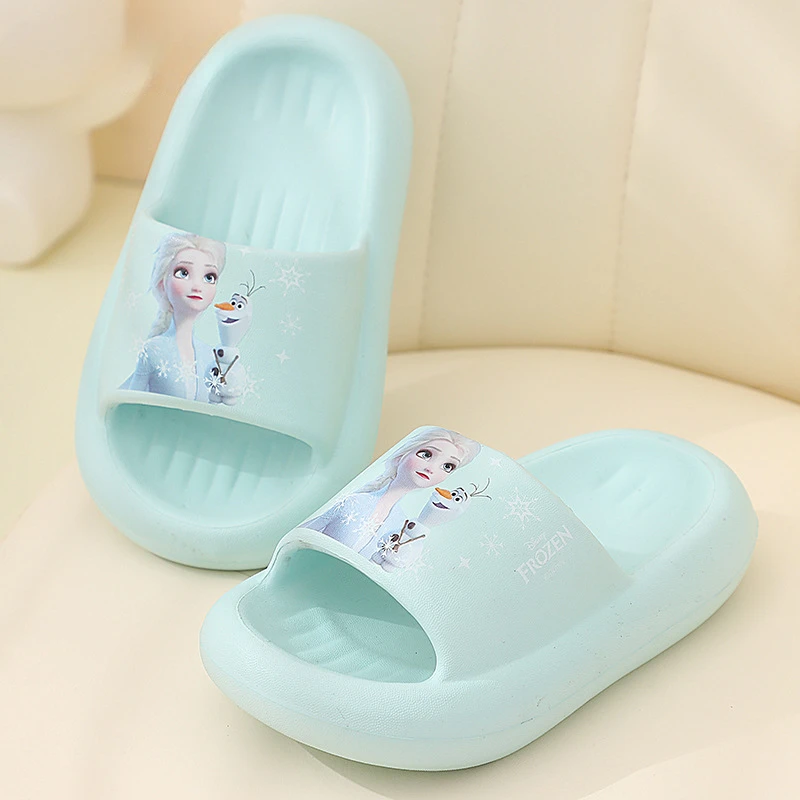 Disney Summer Princess Elsa Beach Slipper Frozen Girls\' traspirante antiscivolo pantofole da pavimento per bambini sandali Peep-Toe Blue Shoes