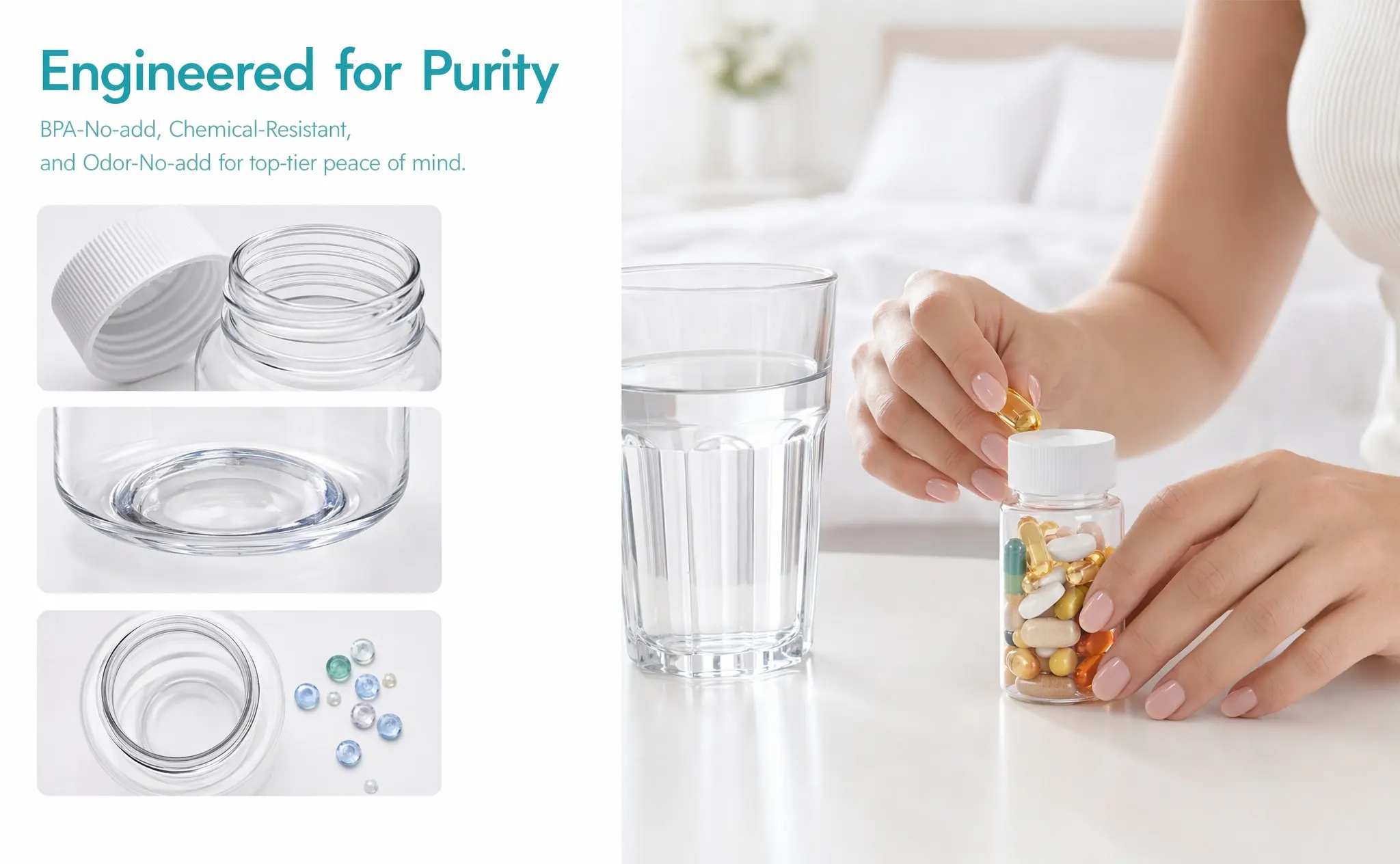 12Pcs Empty Plastic Clear Plastic Bottle Organizer For Home Medicine Organizer Outdoor Activities 30ML Pill