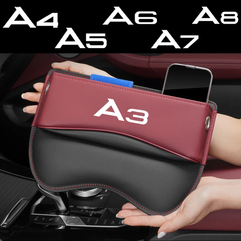 Car Seat Organizer Crevice Storage Box  Leather Accessories for AUDI A3 A4 A5 A6 A7 A8  Car  Accessories