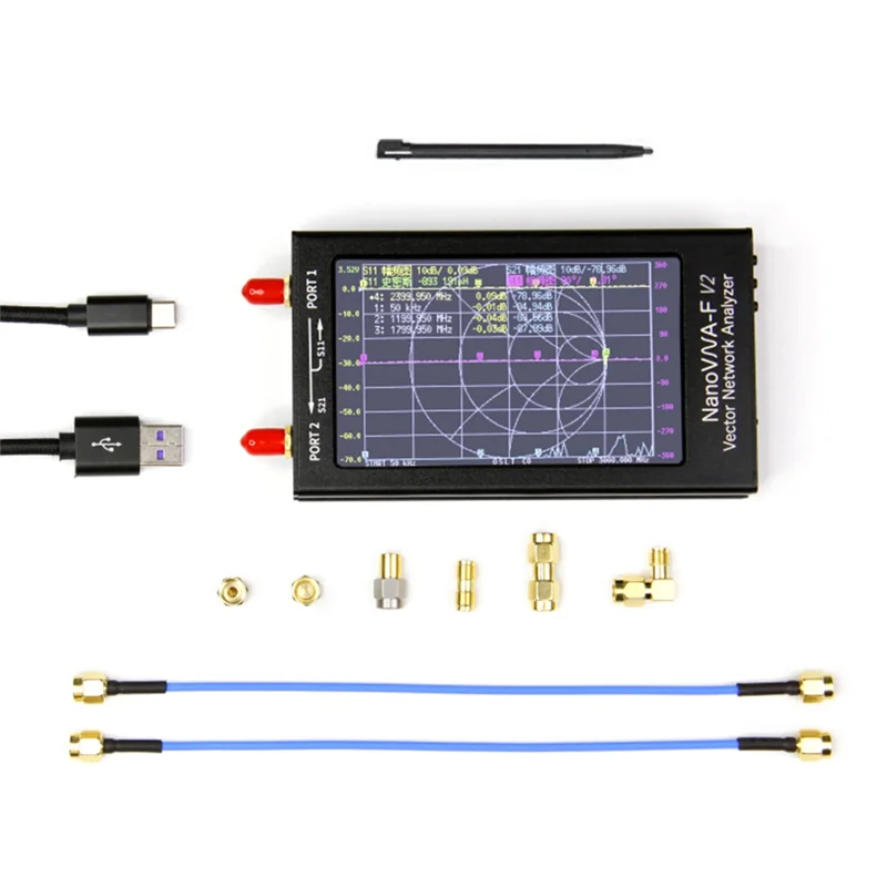 

50K-3G Vector Network Analyzer NanoVNA-V2 F 4.3 Inch HF VHF UHF Portable Multifunction Antenna Analyzer