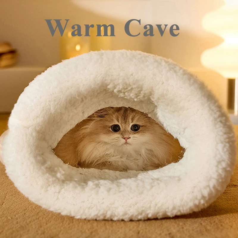 Winter Warm Cat Sleeping Bag Soft Plush Cat Bed Comfortable Pet Bed for Cats Small Dogs Kitten Tunnel Nest Cat Accessories