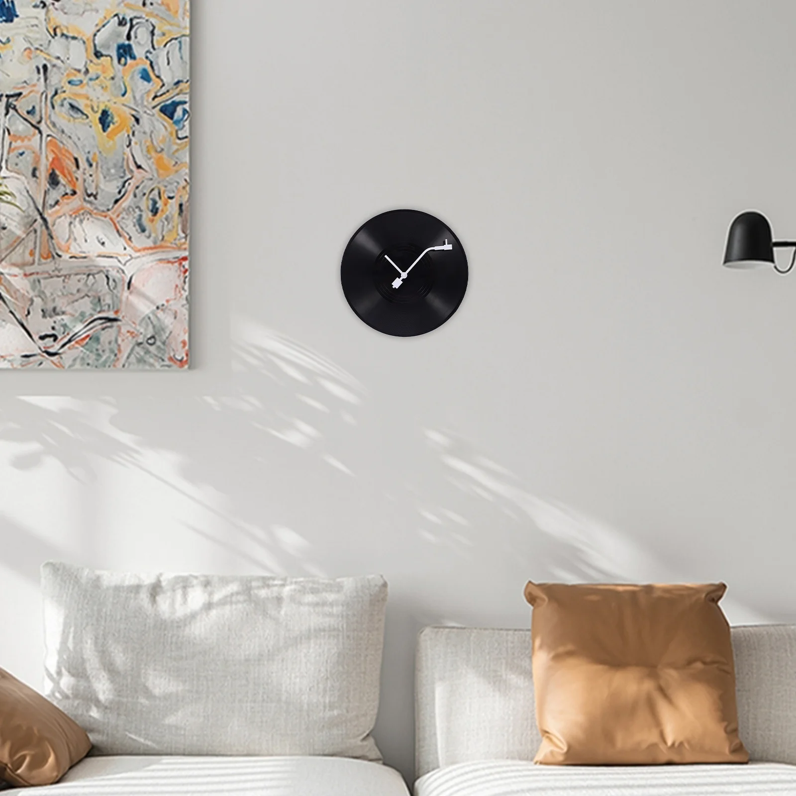 

1pcs Vinyl Record Wall Clock Black Plastic Round Decorative Hanging Clock For Living Room Bedroom Office Home Wall Decor
