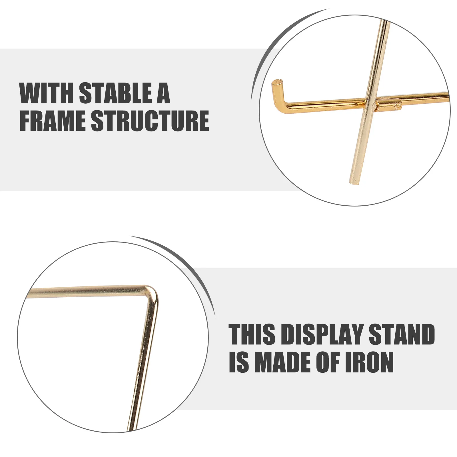 

Golden Square Wrought Iron Display Stand Strong Support Anti-Corrosion Wear-Resistant Smooth Surface Elegant Decor Stable