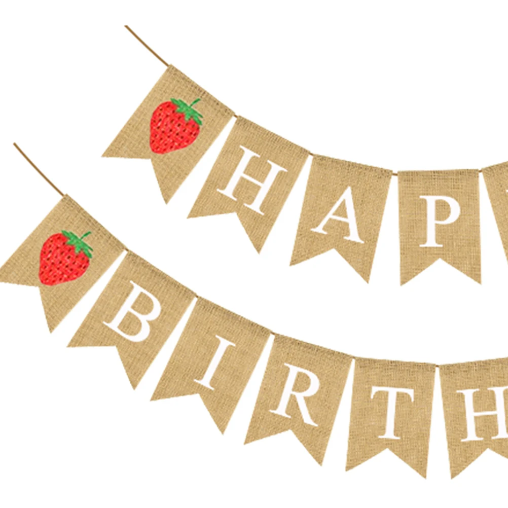 

Linen Birthday Banner Bunting Burlap Theme Decor Happy Birthday Party Supplies Photo Backdrop Room Wall Window Table