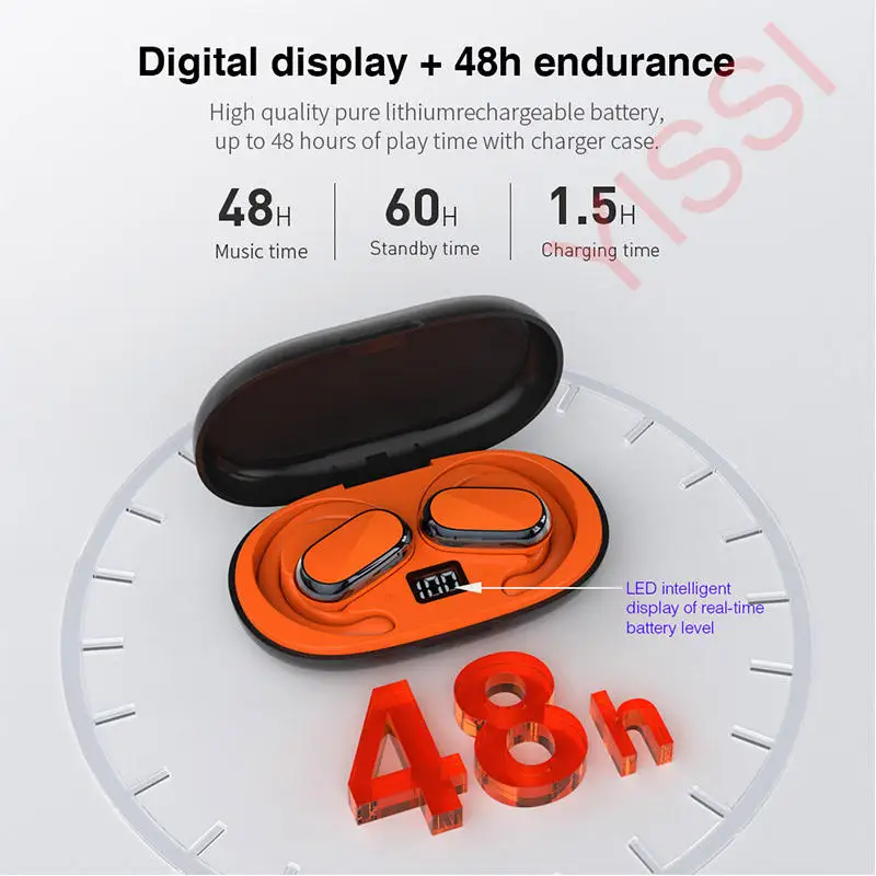 AI-Rotatable Wireless Bluetooth Earhook, Tradução em Tempo Real, Headset Inteligente, Impermeável, Esportes