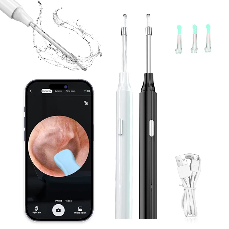 어린이 및 성인용 무선 검이경 귀 카메라, 1080P, 4.9mm, WiFi 이어 스코프, 6 LED 조명 포함, 안드로이드 아이폰과 호환 가능