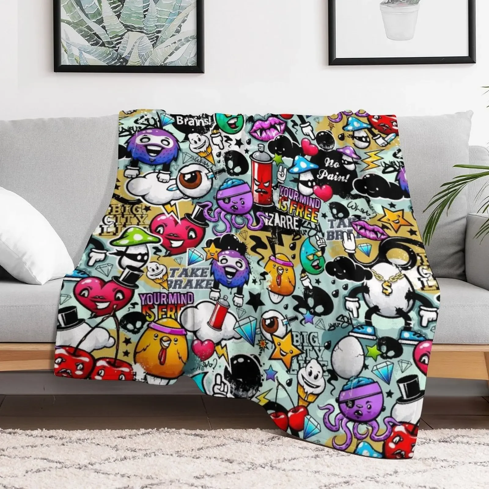 graffiti art drew Throw Blanket Wrinkle Resistant Lightweight Blanket