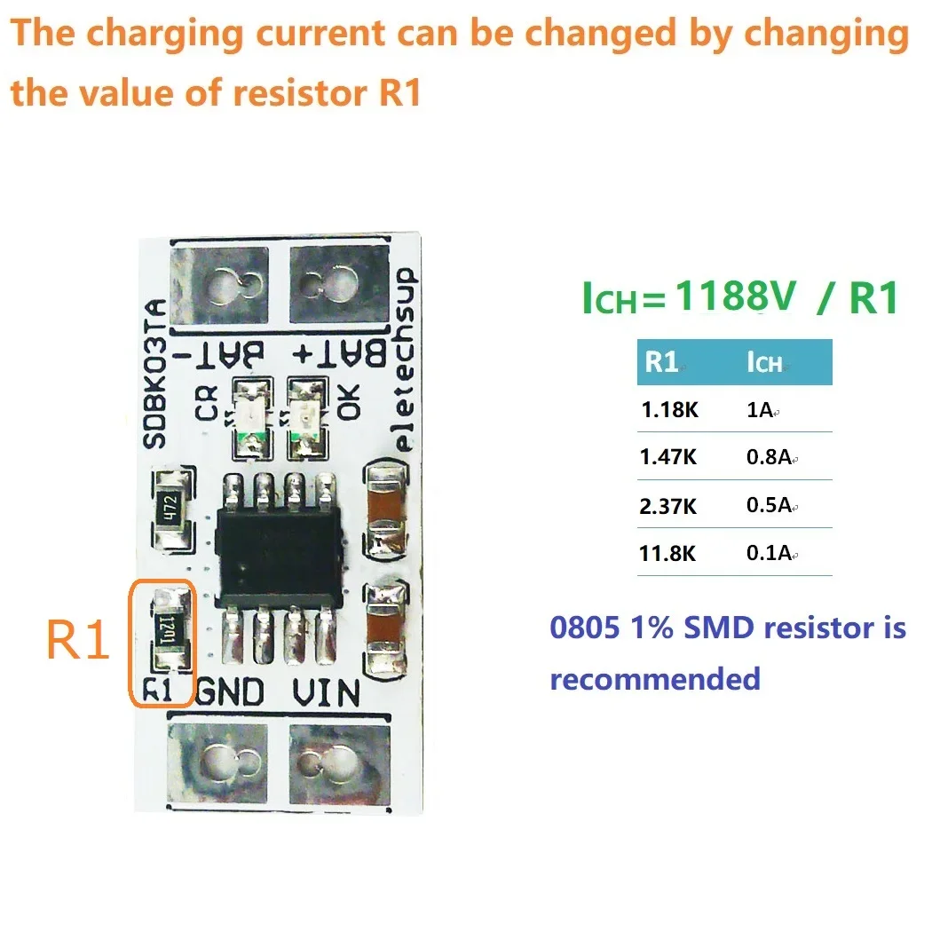 SDBK03TA Mini MPPT Solar Charge Controller 4.2V/3.7V 3.6V/3.2V Charger Module DC 5V 1A Board Li-ion/Li-Po LiFePO4 Battery