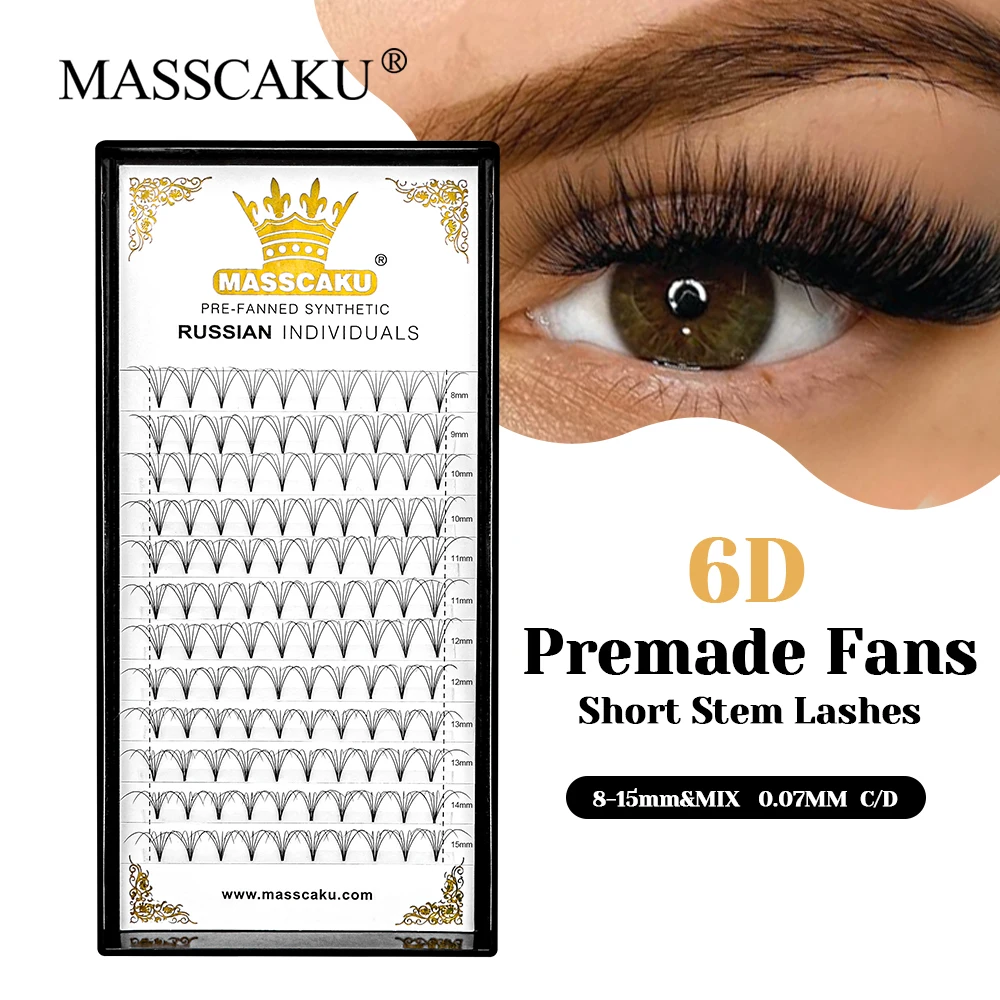 

New Design 8-15mm and Mix Length Long-lasting Premade Fans Lashes Rapid Grafting Thin Root Short Stem Volume Lash from MASSCAKU