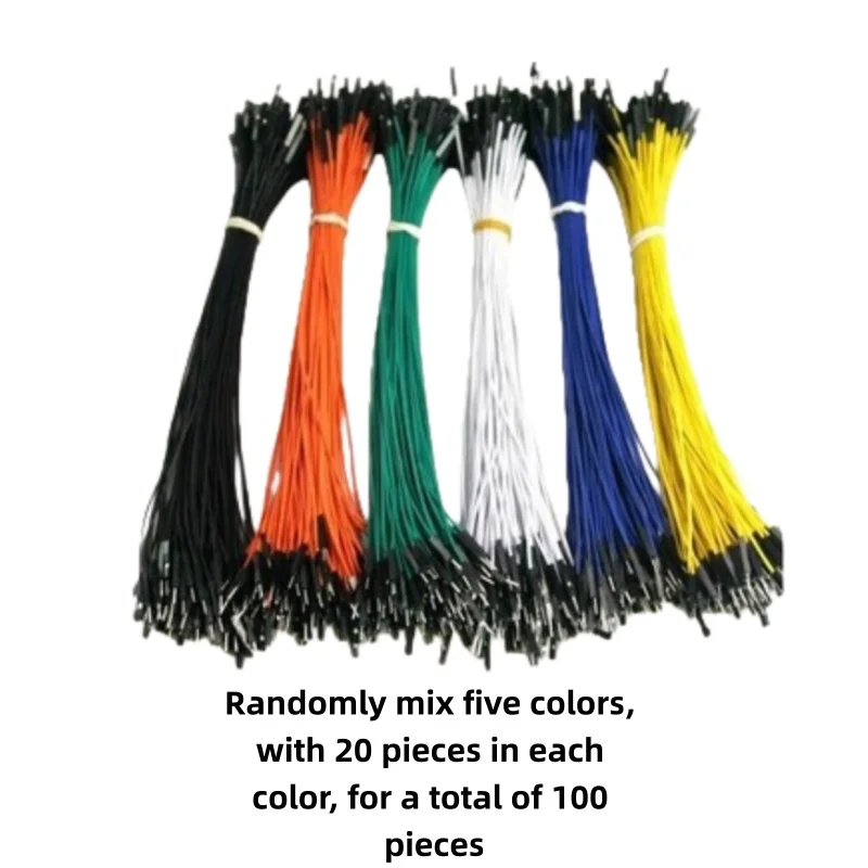 1P-1P Dupont wires, length 20cm, randomly matched in 5 colors, 20 pieces of each color, a total of 100 pieces.