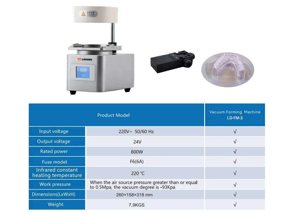 Lodden 800W Dental Vacuum Forming Machine Lab Orthodontic Laminator Vacuum Former Negative Pressure Automatic Forming Machine - view 3