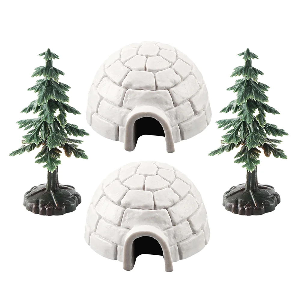 Igloo Model Miniature Trees Antarctica Figurine Toys Lifelike Ice House Models Figurines for Decor