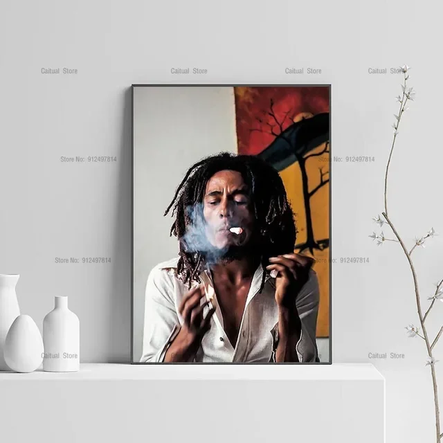 بوب مارلي التدخين أبيض وأسود قماش اللوحة الفنية HD الموسيقى ستار صور طباعة لغرفة المعيشة جدار ديكور ديكور المنزل الأنيق