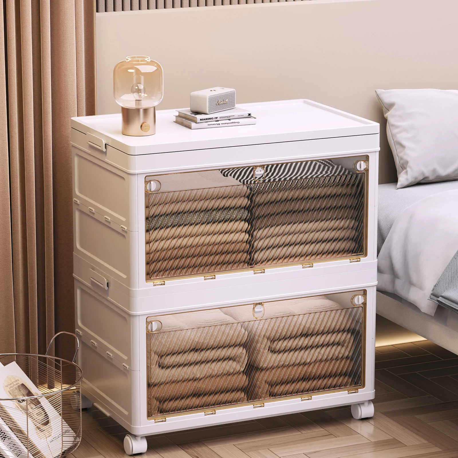 1/2/3/4/5 Schicht Klappbarer Aufbewahrungsschrank Aufbewahrungsschrank Wasserdicht Staubdicht Mit Schwenkrad Küche Schlafzimmer Wohnzimmer – Detail 11