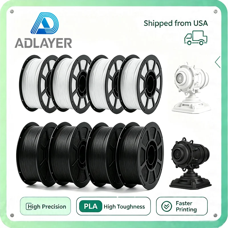 Adlayer 8KG Refill PLA Filament 3D Printer 1.75mm PLA Filament Black/White 3D Printer Plastic Rubber Filament Material For most FDM 3D Printer