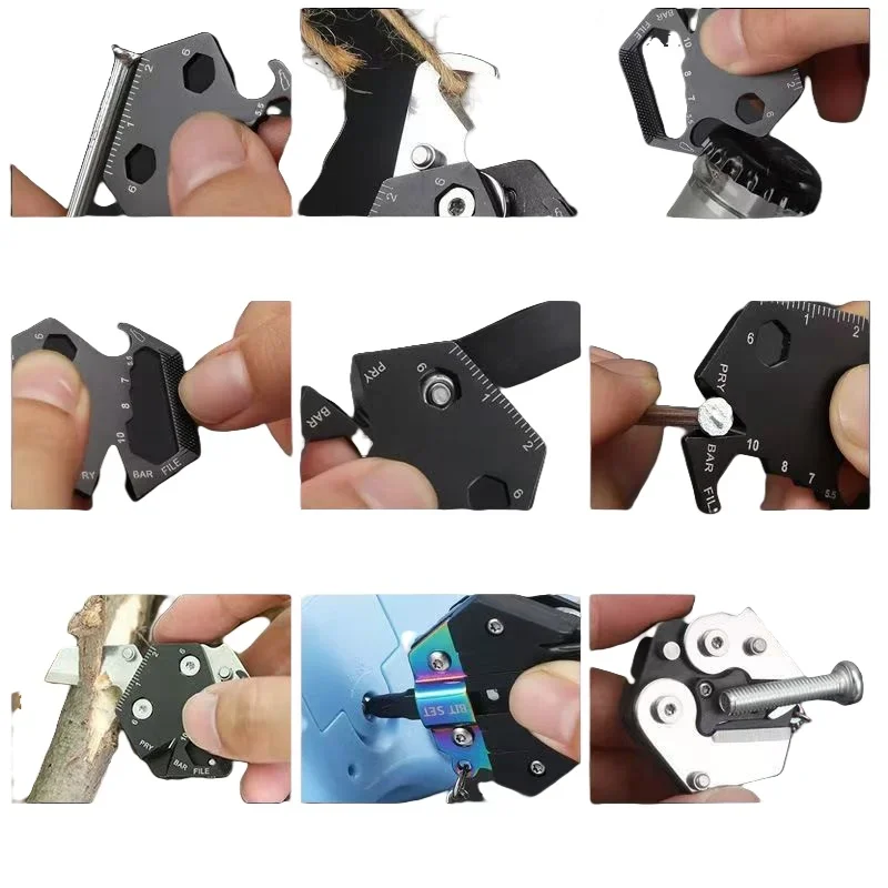 Pocket Knife Keychain Screwdriver Multifunctional Hexagon Coin Outdoor EDC survival Tool Folding Fold Mini coltello Gear Pee
