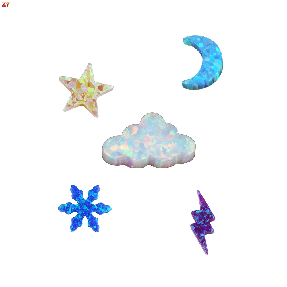 1 Piece for Each Color, Moon Star Sun Beads for Jewelry Making Synthetic Opal Charms