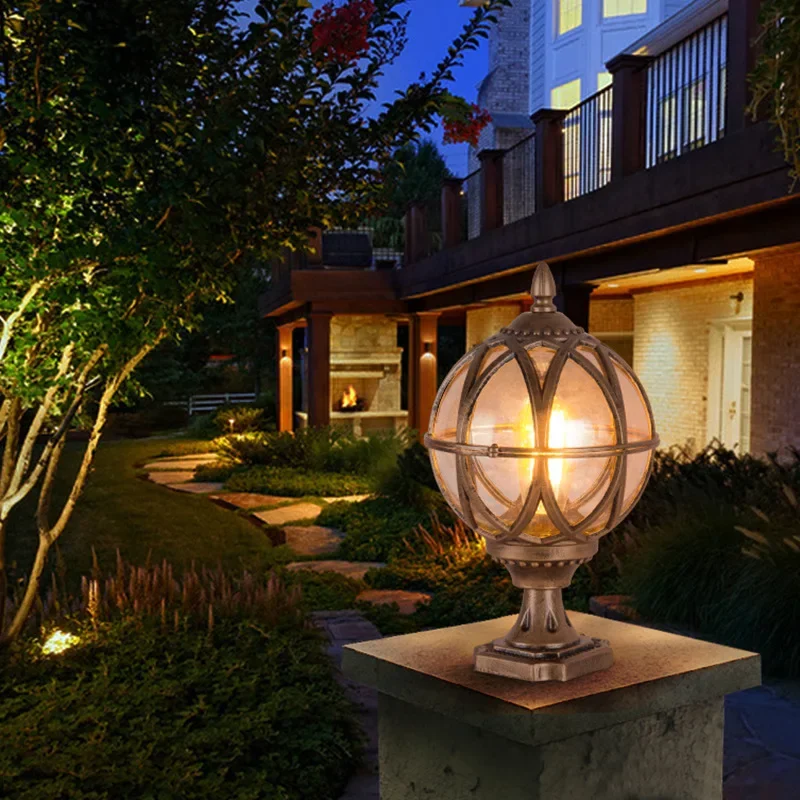 European-style Outdoor Waterproof Door Post Lamp Although Lighting Villa Courtyard Wall Post Lamp Outdoor Floor Lamp