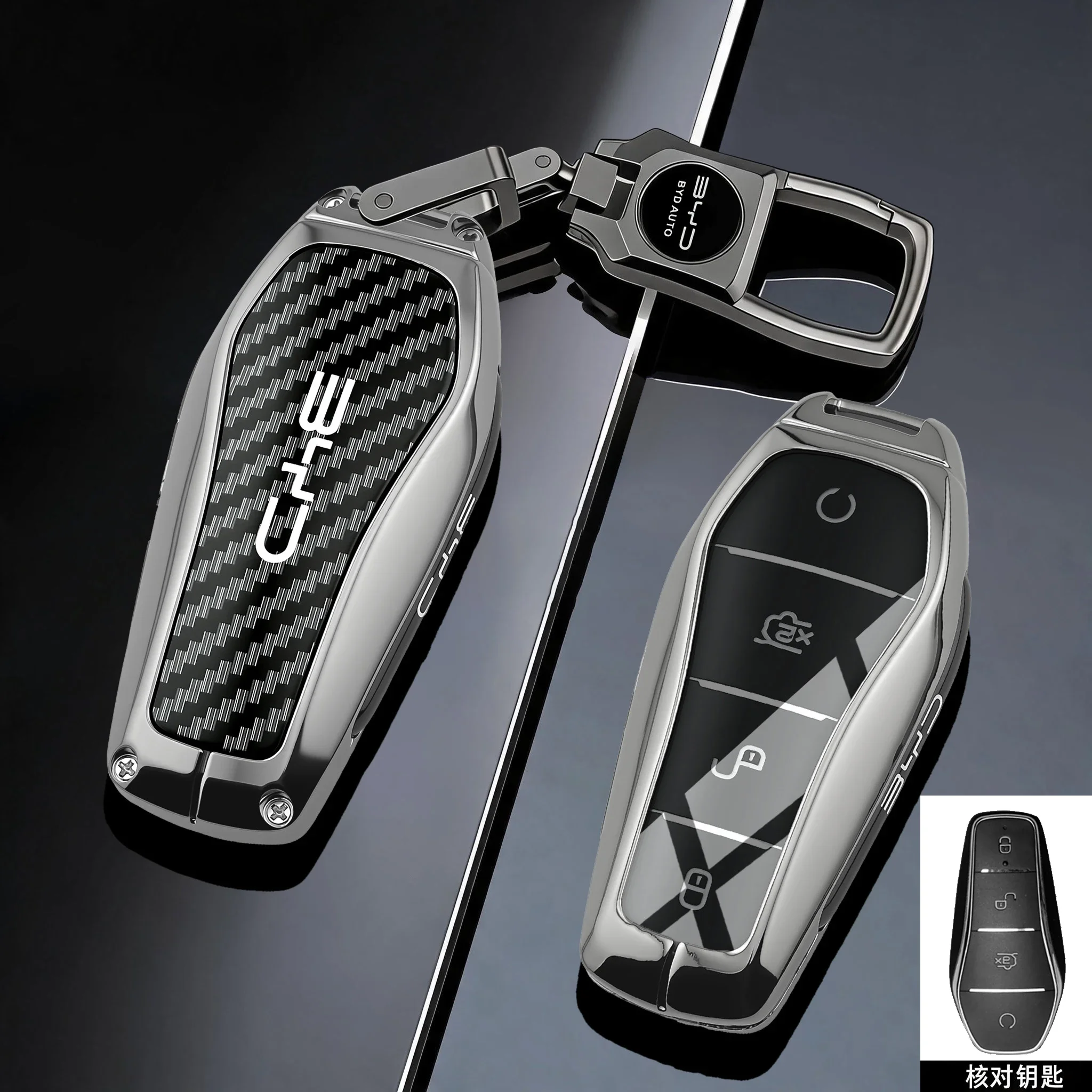 Car Zinc Alloy Key Case Cover For BYD Song Plus Atto Han EV Tang DM Qin Seal Dolphin Key Bag Pouch Wallet Accessories