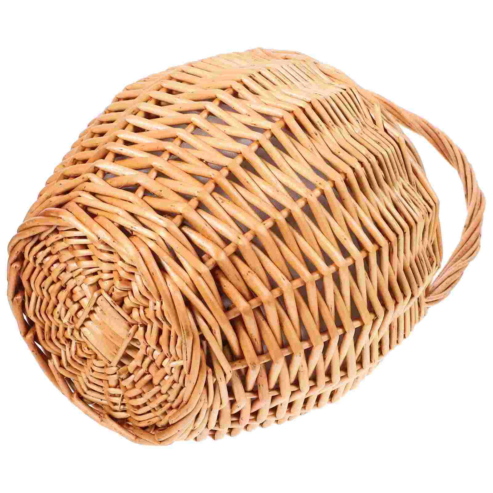 

Wicker Picnic Basket Flower Travel Portable with Lid Gift Daily Supplies Household Storage Decorative Holder Shopping Baskets