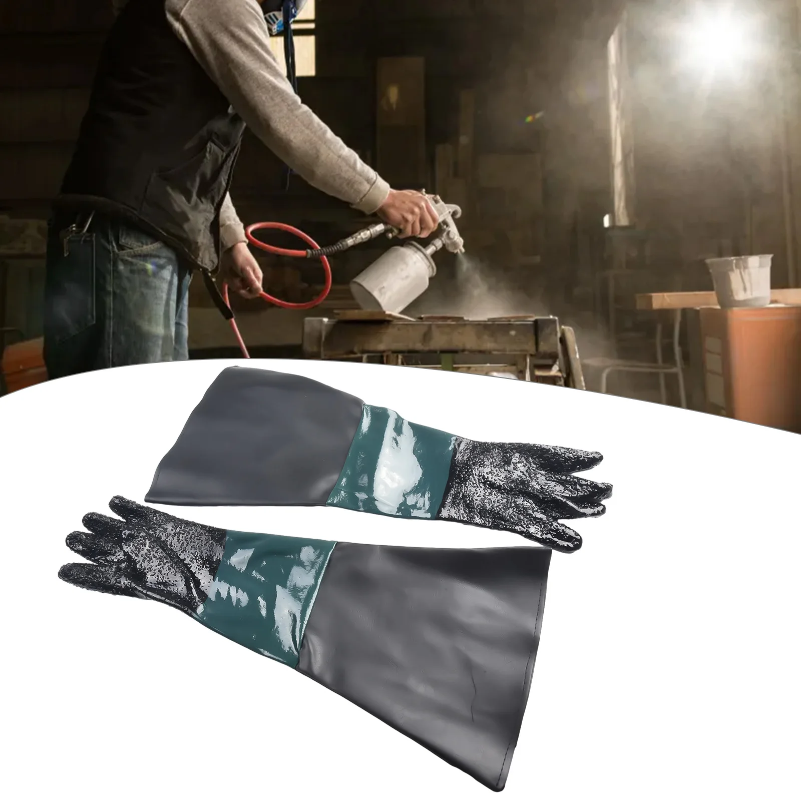 1set Left /Right Hand Sandblasting Gloves 23.6×11.8Inch Work Gloves For Sandblaster Sand Blast Cabinet Special Gloves