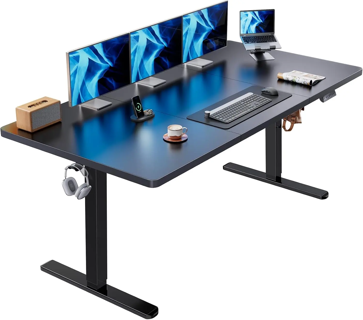 71 x 35 Inch Large Electric Standing Desk, Brushless Motor, Black | 35 Inch Deep Desktop, 220 lb Capacity, 4 Memory Presets, Cab