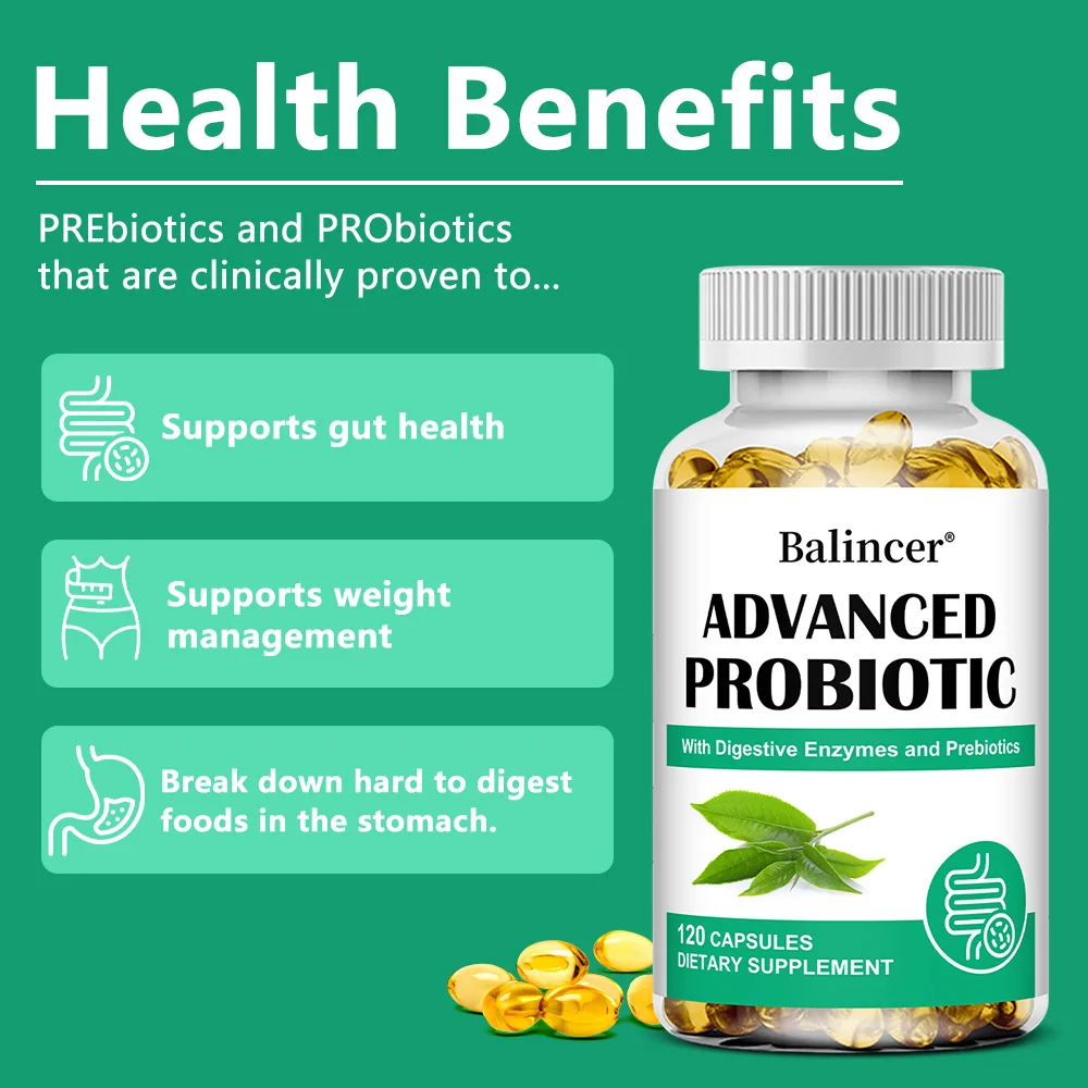 Prebiotics & Probiotics Supplement with Digestive Enzymes, Organic Plant-Based Vegan for Digestive Health and Bloating Relief