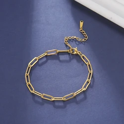 Skyrim Friendship Paperclip Link Chain Men Women Girls Stainless Steel Gold Color Bracelets Minimalist Jewelry Valentine Gift