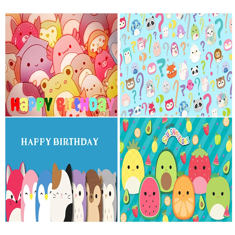 

Cartoon animal Squishmalloows Backdrop Child pet Birthday Party Supplies Kid Decoration Wall Decor Baby Shower Vinyl Background