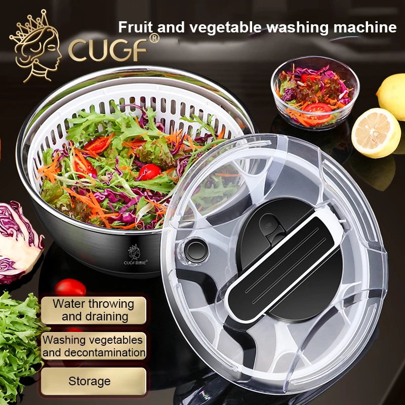 

Large Capacity Salad Dehydrator Multifunctional Salad Spinner Stainless Steel Vegetables Fruits Dryer Washing Drying Machine