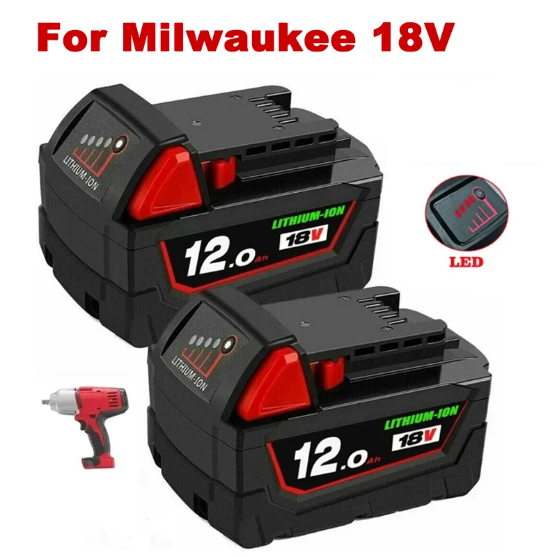 18V 12.0Ah Replacement for Milwaukee M18 XC Lithium Battery 48-11-1860 48-11-1850 48-11-1840 48-11-1820 Rechargeable Batteries