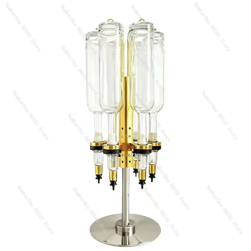 Rotatable 6-head golden perfume dispenser desktop dosing liquid holder for perfume display