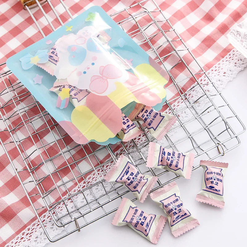 4/8PCS Cute Cartoon Self Sealing Bags Ziplock Bags For Jewelry Display Packaging Reusable Snack Cookies Candy Gift Storage Bag