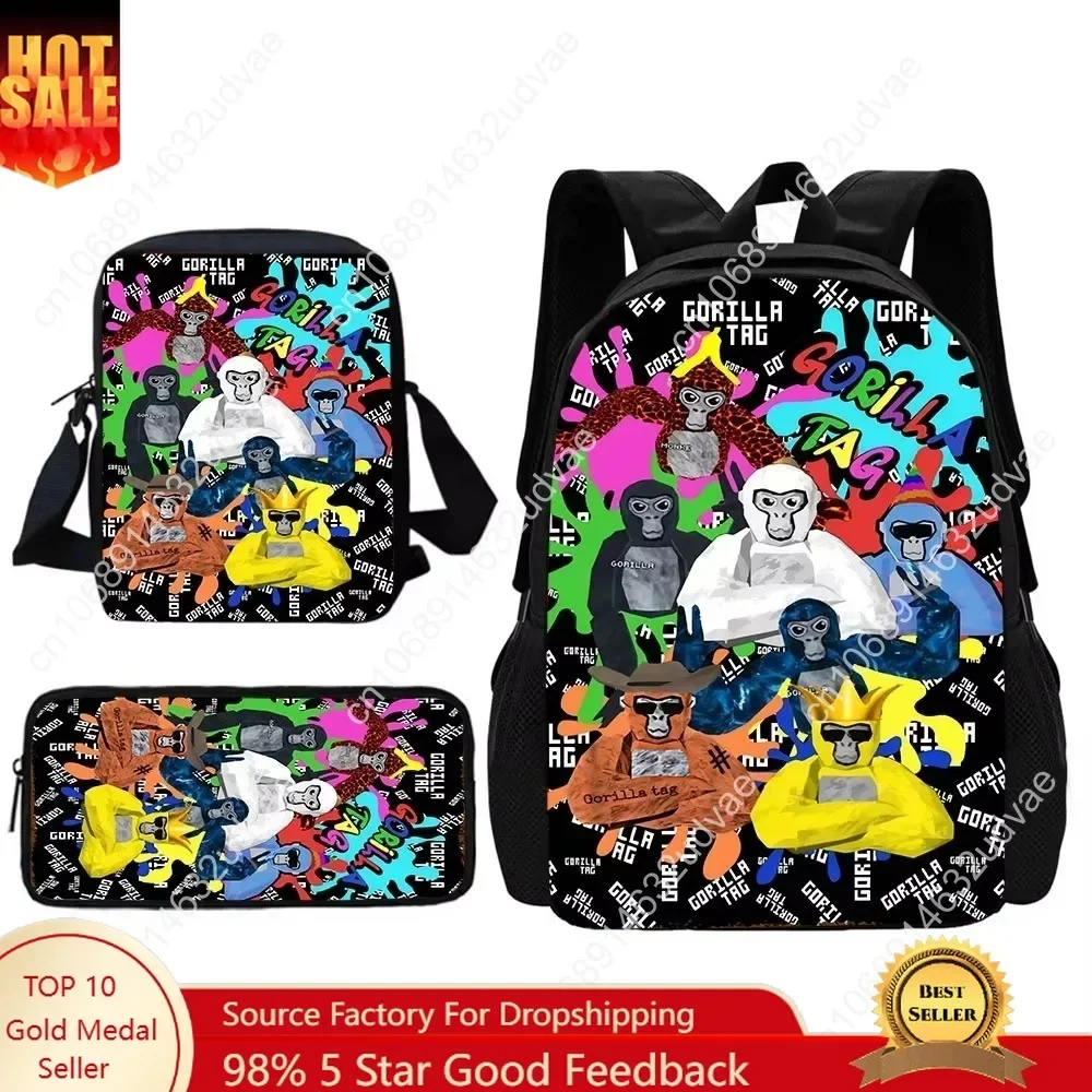 Novelty Cool Gorilla tag Child School Backpack With Shoulder Bag Pencil Bags School Bags for Boys Girls Best Gift