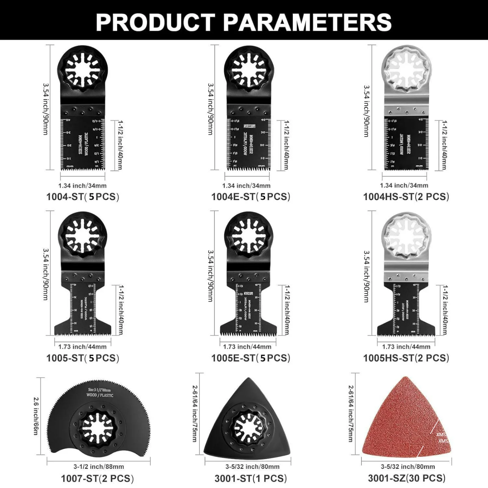 57 قطعة شفرة المنشار متعددة الوظائف دائم النجارة تتأرجح الملحقات ثقب مغلق مشترك أداة السلطة تتأرجح شفرة المنشار #4