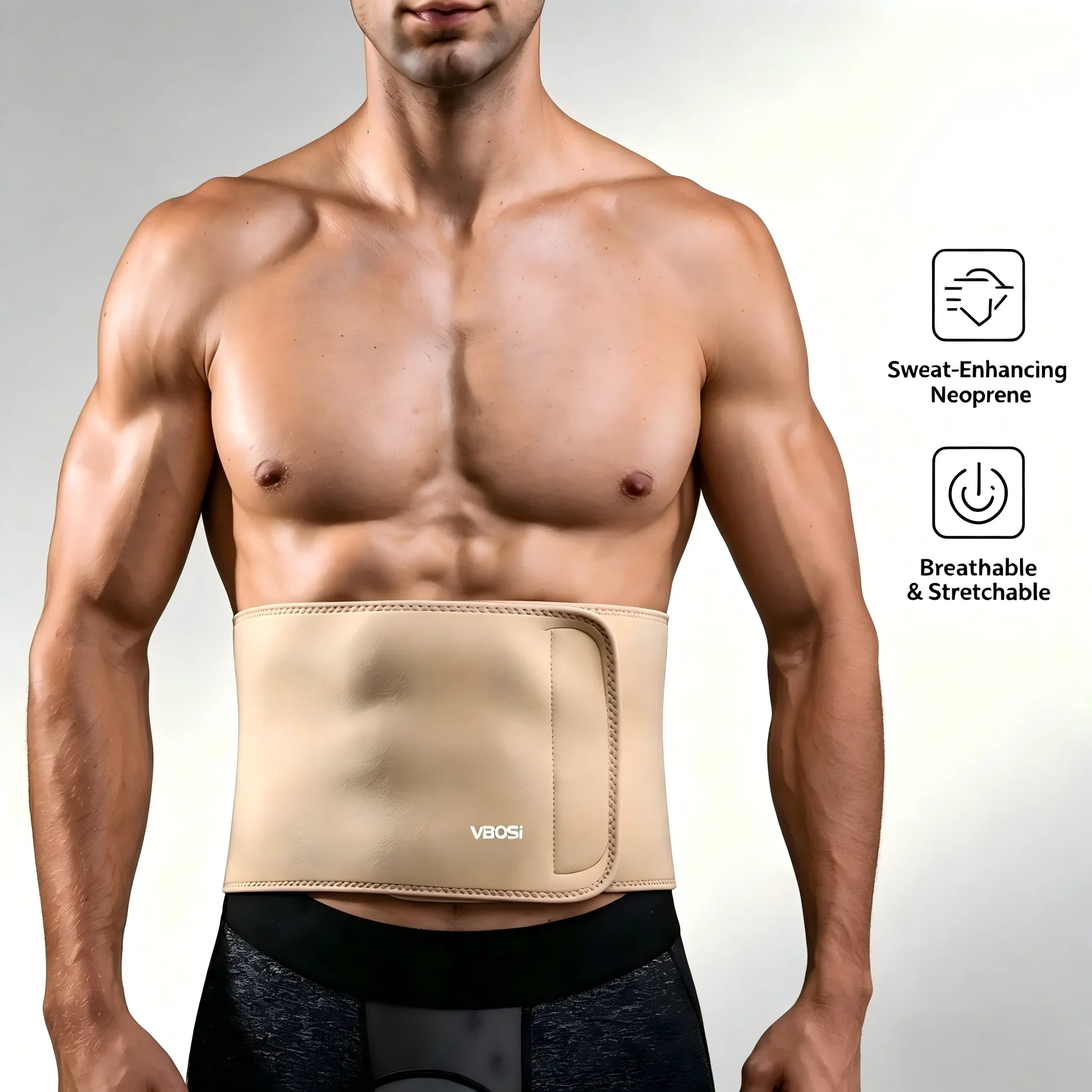 VBOSI Adjustable Waist Trainer Sweat Belt for Men Women, Lumbar Support Waist Trimmer for Gym & Sports
