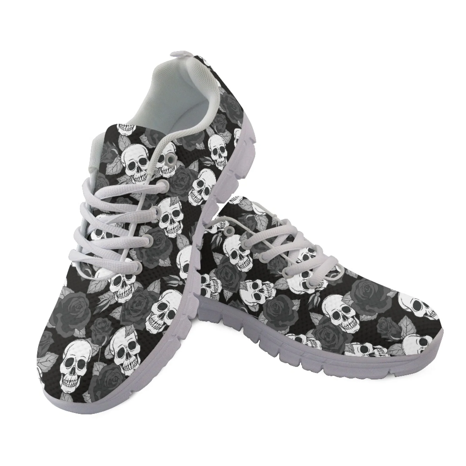Coloranimal Skull Rose Mesh & EVA Sole Men's Jogging Shoes Casual Sports Gym Jogging Athletic Shoes for Mens New Trend