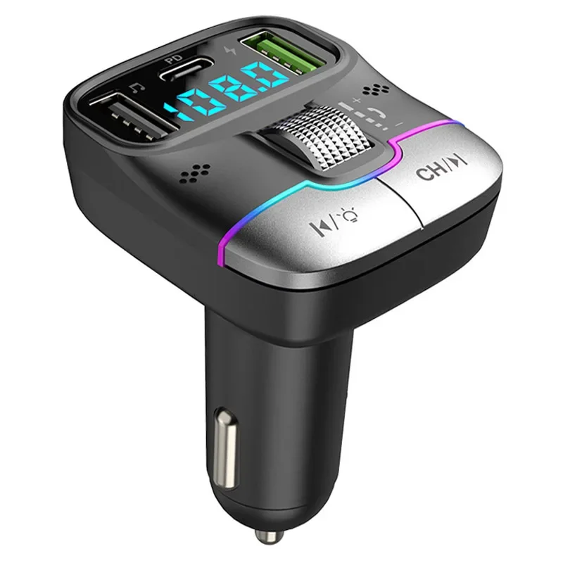 

Bluetooth 5,3 FM-передатчик Handsfree Автомобильный радиомодулятор MP3-плеер USB PD Адаптер быстрой зарядки для смартфона