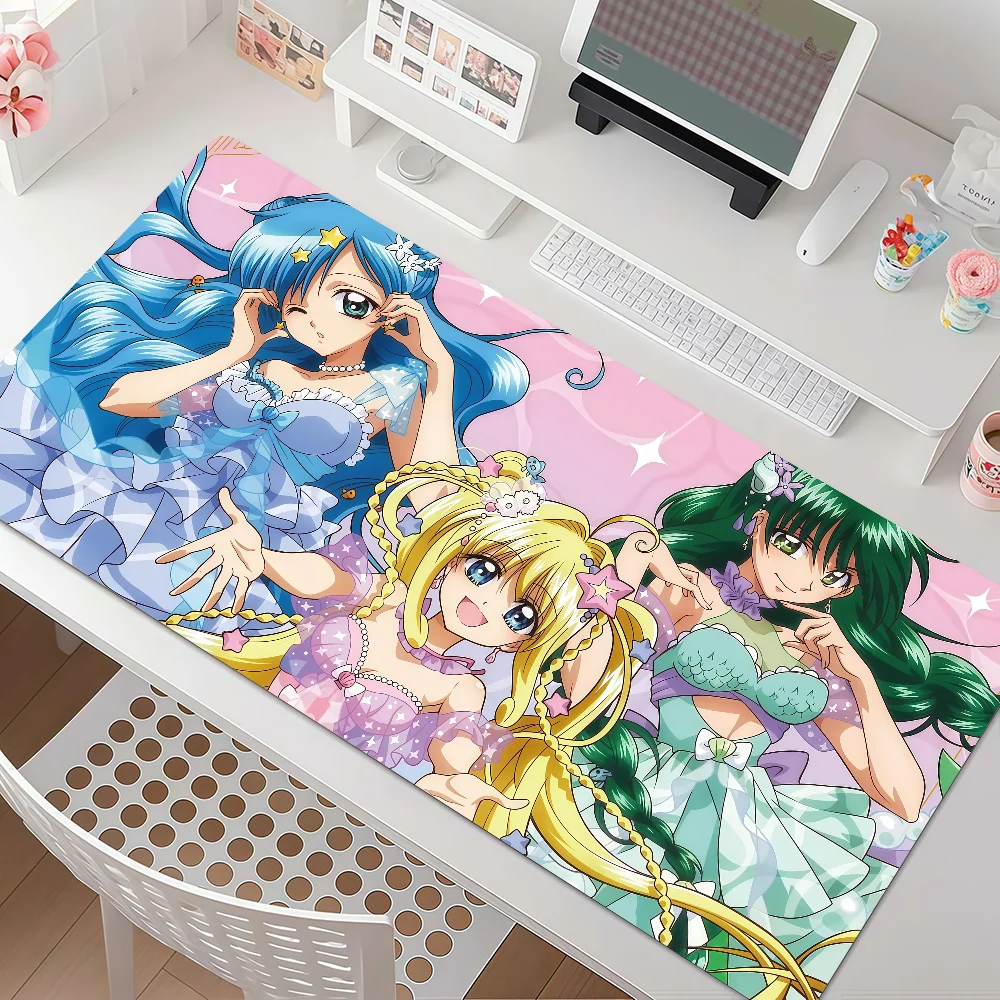 Anime M-Mermaid Melody Mouse Pad Anti Slip Rubber Edge Locked Thickened Laptop Gaming Desk Mat