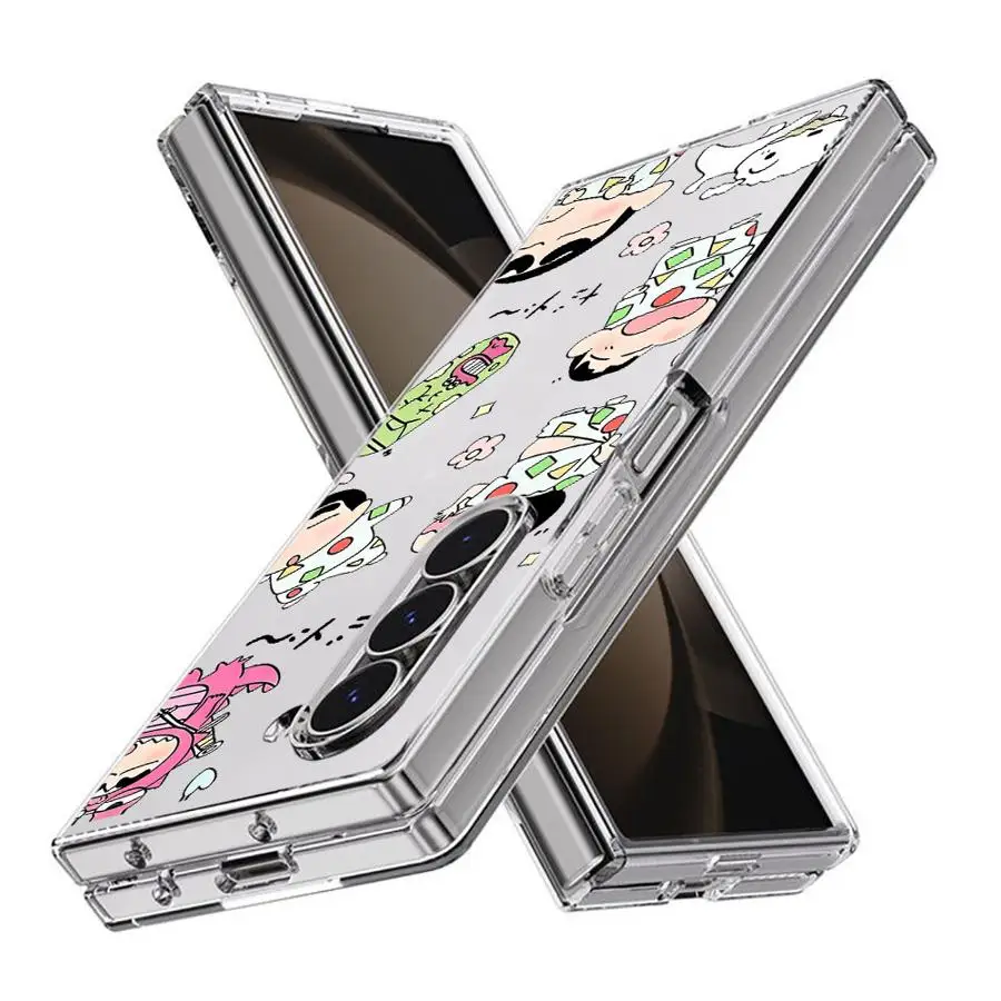 Cartoon Crayons Shinchan Hard Phone Cover Case for Samsung Galaxy ZFold7 Z Fold 7 6 5 4 3 ZFold3 ZFold4 ZFold6 ZFold5