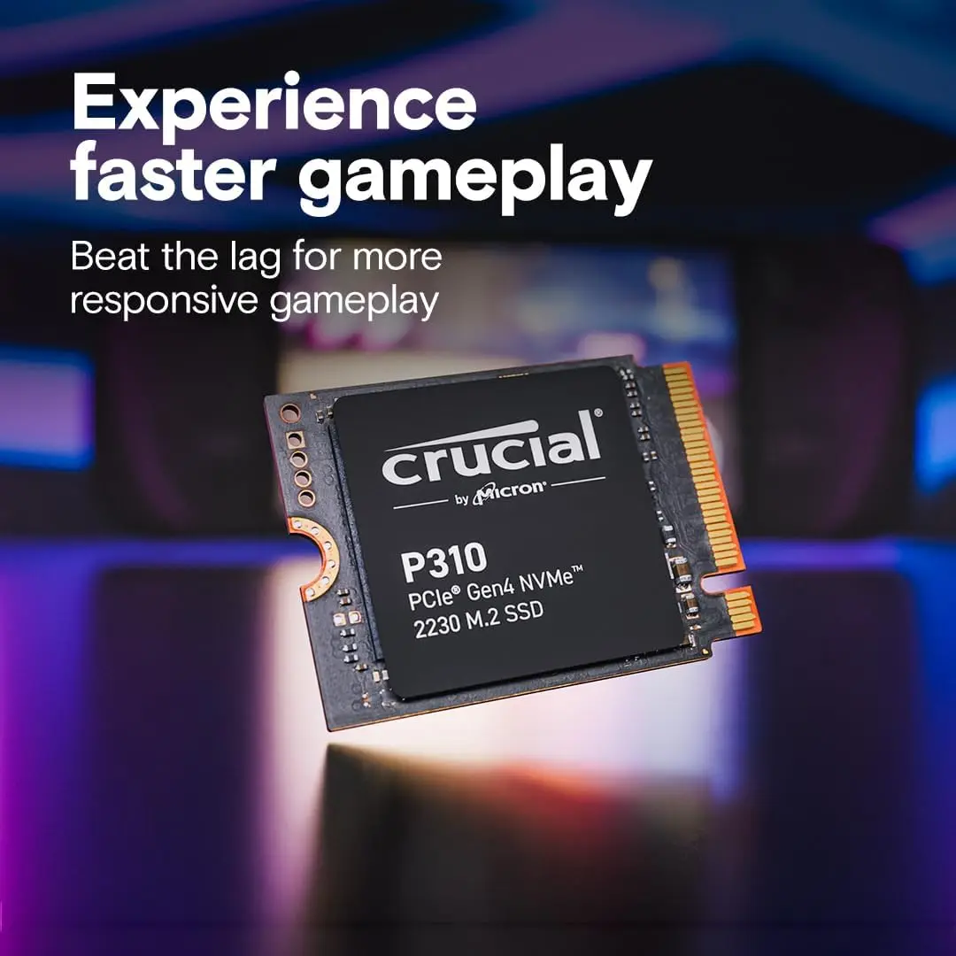 Crucial P310 1 تيرابايت 2 تيرابايت PCIe Gen4 2230 NVMe M.2 SSD - ما يصل إلى 7100 ميجابايت/ثانية - أطول وحدة التحكم الخاصة بك - محرك الأقراص الصلبة الداخلي - حزمة OEM