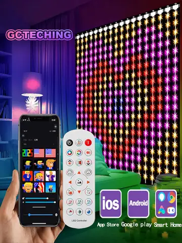400 LED Smart Curtain Lights String Lights with App Remote Control Music Sync Christmas Curtain String Outdoor Fairy Lights